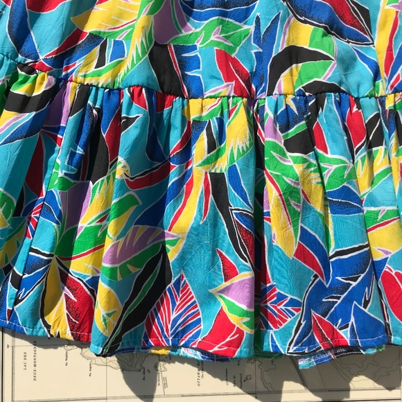 Vintage Tropical Pattern Tiered Skirt - Picture 2 of 5